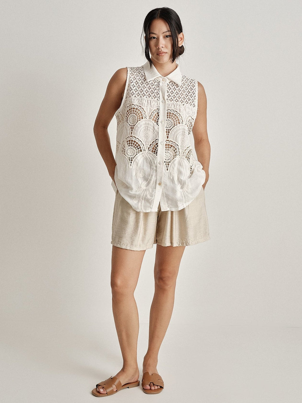Camicia smanicata Écru