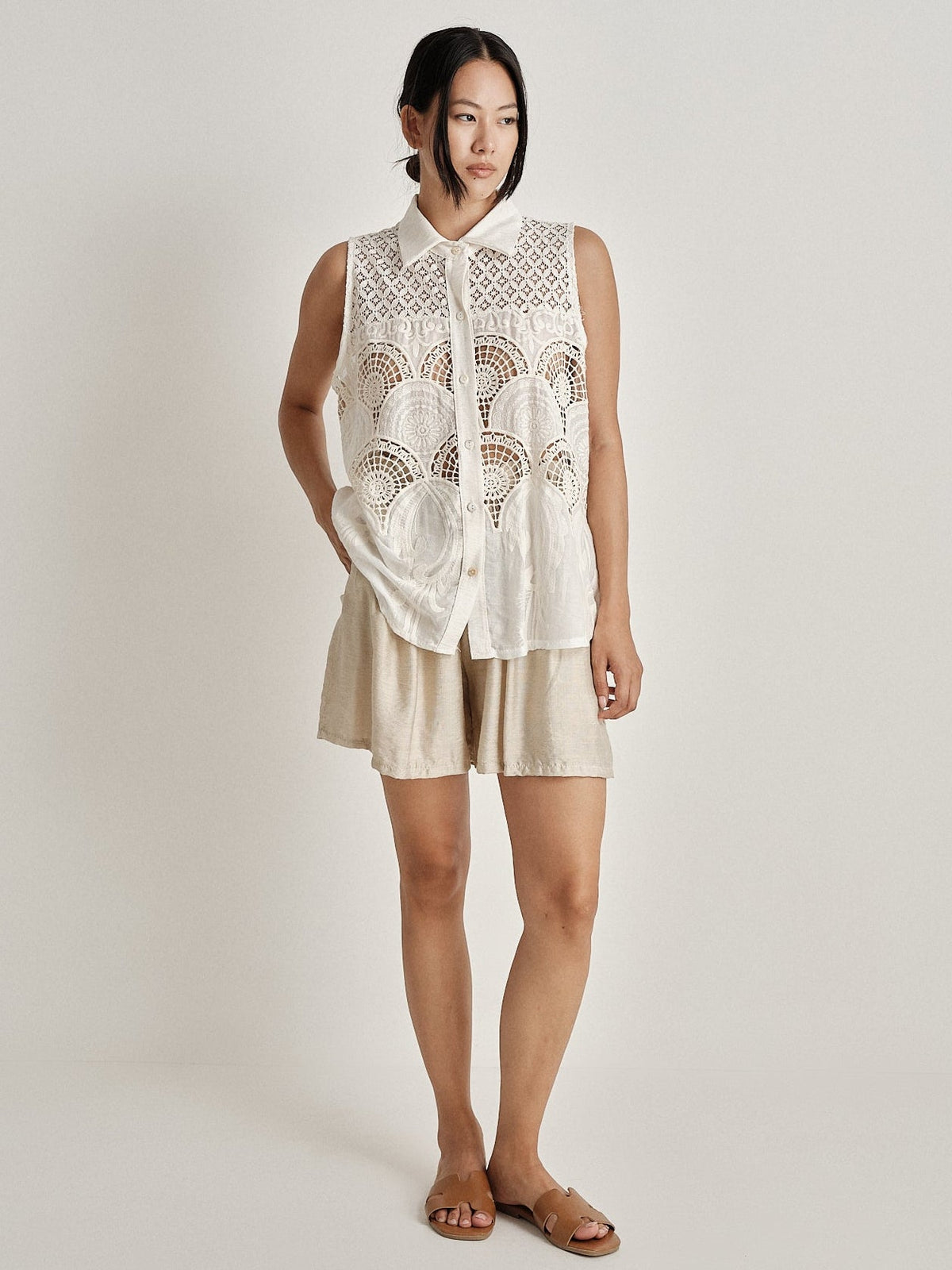 Camicia smanicata Écru